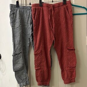 Johnny Was Red and Gray Pants Set